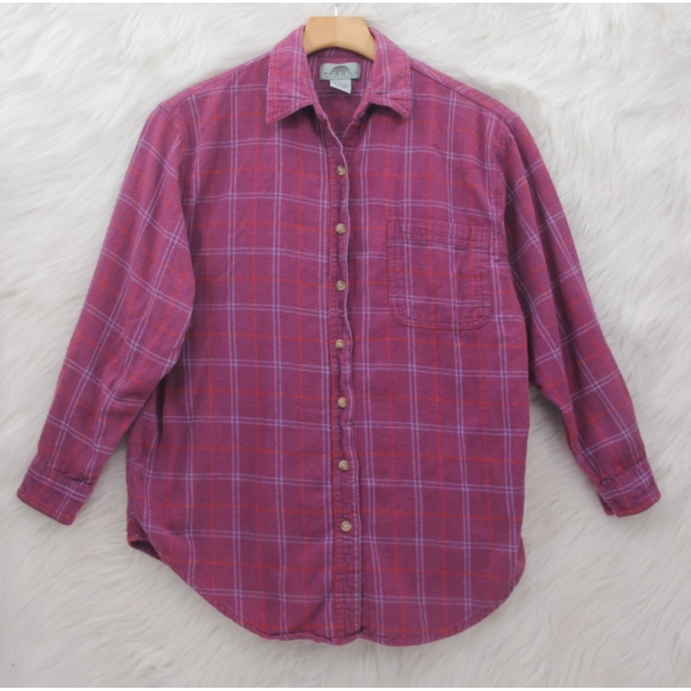 VTG Fresno Flannel Shirt Womens M Button Down Plaid Pocket 90s Granola Grunge
